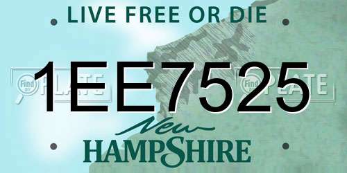 1EE7525 New Hampshire License Plate