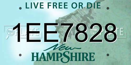 1EE7828 New Hampshire License Plate