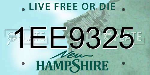 1EE9325 New Hampshire License Plate