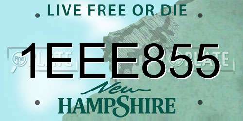 1EEE855 New Hampshire License Plate