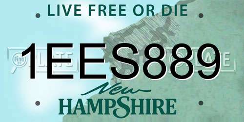 1EES889 New Hampshire License Plate