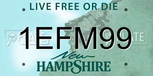 1EFM99 New Hampshire License Plate