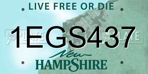 1EGS437 New Hampshire License Plate