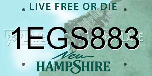 1EGS883 New Hampshire License Plate