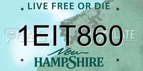 1EIT860 New Hampshire License Plate
