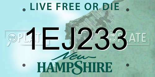 1EJ233 New Hampshire License Plate