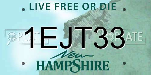 1EJT33 New Hampshire License Plate