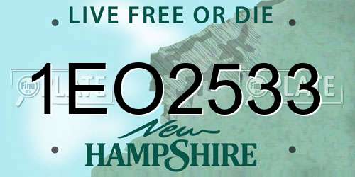 1EO2533 New Hampshire License Plate