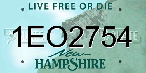 1EO2754 New Hampshire License Plate