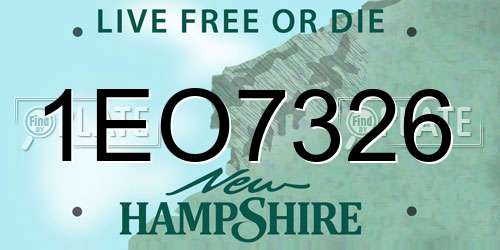 1EO7326 New Hampshire License Plate