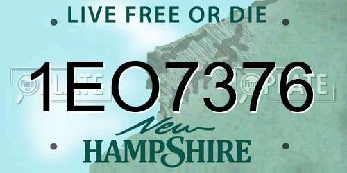 1EO7376 New Hampshire License Plate
