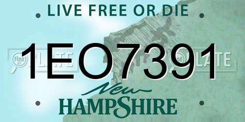 1EO7391 New Hampshire License Plate