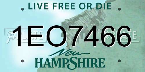 1EO7466 New Hampshire License Plate