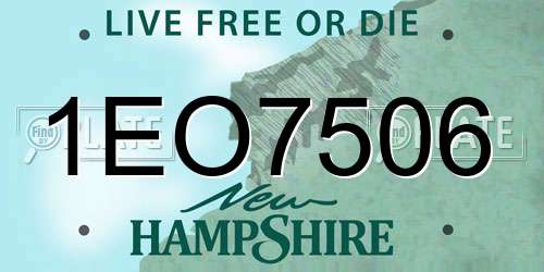1EO7506 New Hampshire License Plate