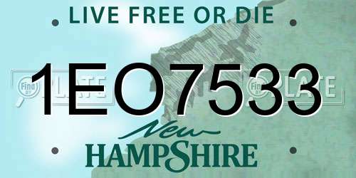1EO7533 New Hampshire License Plate