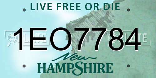 1EO7784 New Hampshire License Plate
