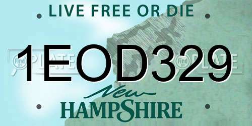 1EOD329 New Hampshire License Plate