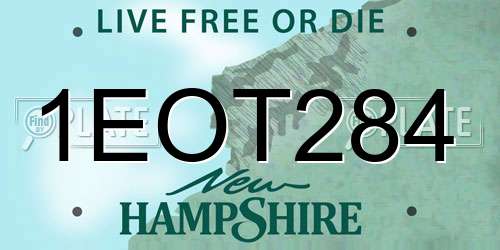 1EOT284 New Hampshire License Plate