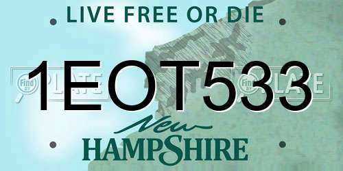 1EOT533 New Hampshire License Plate
