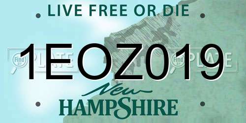 1EOZ019 New Hampshire License Plate