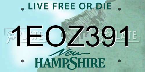 1EOZ391 New Hampshire License Plate