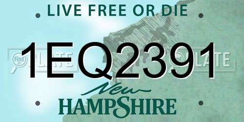 1EQ2391 New Hampshire License Plate