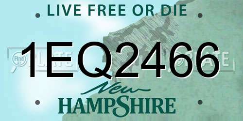 1EQ2466 New Hampshire License Plate