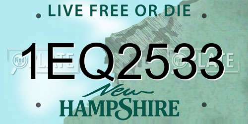 1EQ2533 New Hampshire License Plate