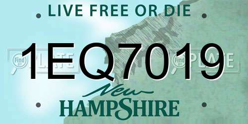 1EQ7019 New Hampshire License Plate