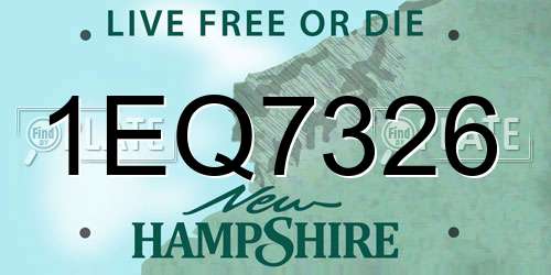 1EQ7326 New Hampshire License Plate
