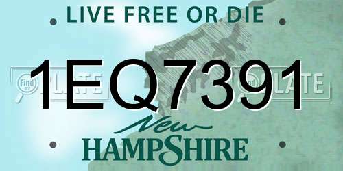 1EQ7391 New Hampshire License Plate