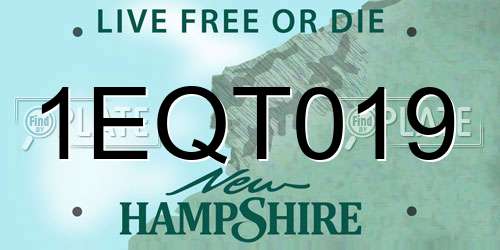 1EQT019 New Hampshire License Plate