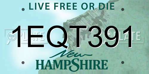 1EQT391 New Hampshire License Plate
