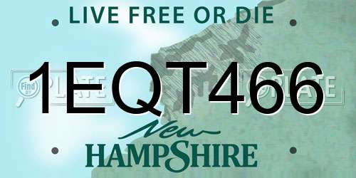 1EQT466 New Hampshire License Plate