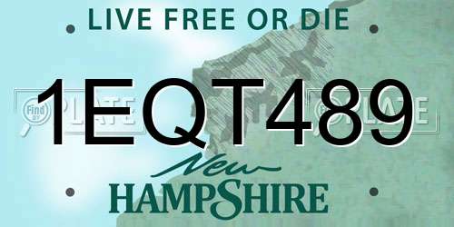 1EQT489 New Hampshire License Plate