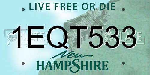 1EQT533 New Hampshire License Plate
