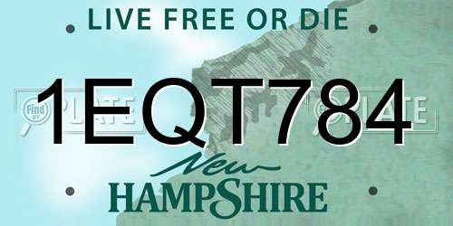 1EQT784 New Hampshire License Plate