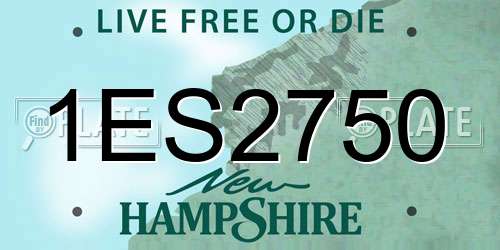 1ES2750 New Hampshire License Plate