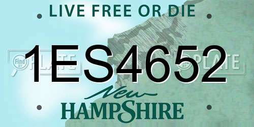 1ES4652 New Hampshire License Plate