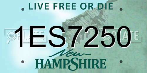 1ES7250 New Hampshire License Plate