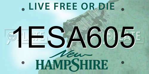 1ESA605 New Hampshire License Plate