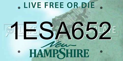 1ESA652 New Hampshire License Plate