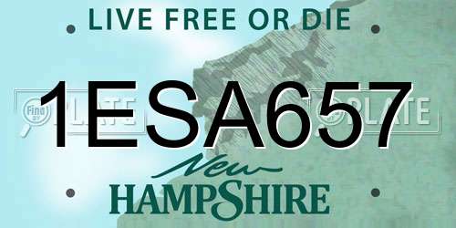 1ESA657 New Hampshire License Plate