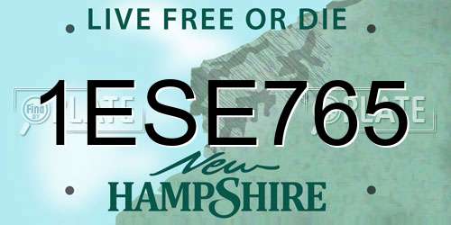 1ESE765 New Hampshire License Plate