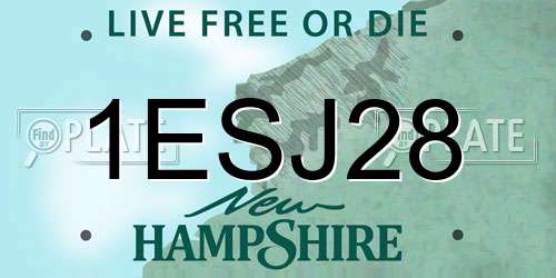 1ESJ28 New Hampshire License Plate