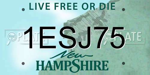 1ESJ75 New Hampshire License Plate