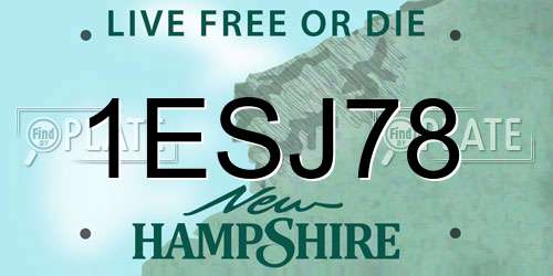 1ESJ78 New Hampshire License Plate