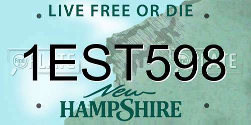 1EST598 New Hampshire License Plate