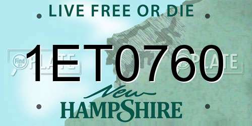 1ET0760 New Hampshire License Plate