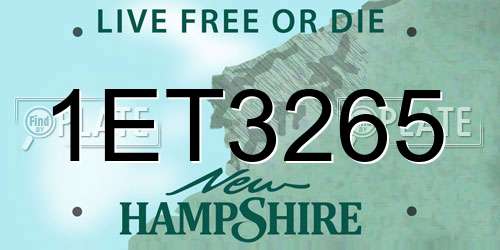 1ET3265 New Hampshire License Plate